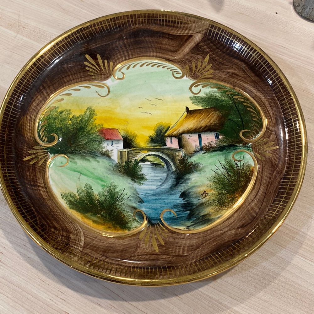 Beautiful hand painted platter signed